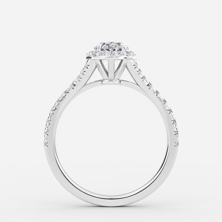 Dove Oval Halo Moissanite Engagement Ring