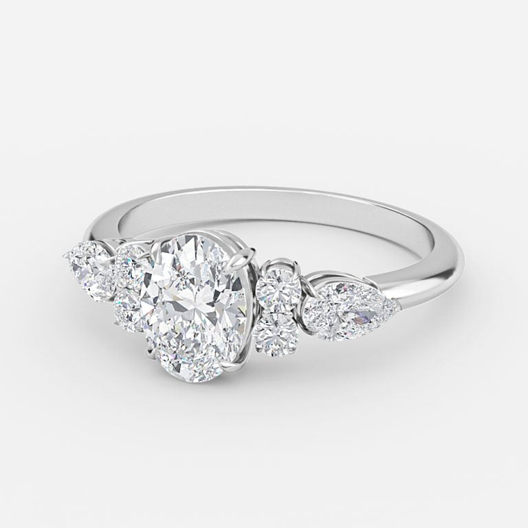 Carmel Oval Three Stone Moissanite Engagement Ring