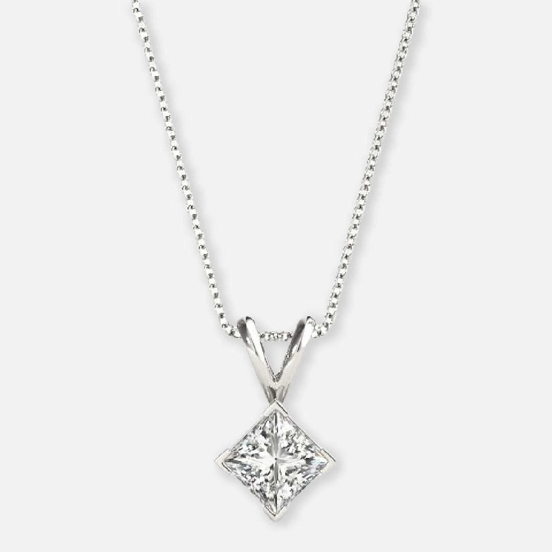 Princess Cut Four Prong Solitaire Pendant