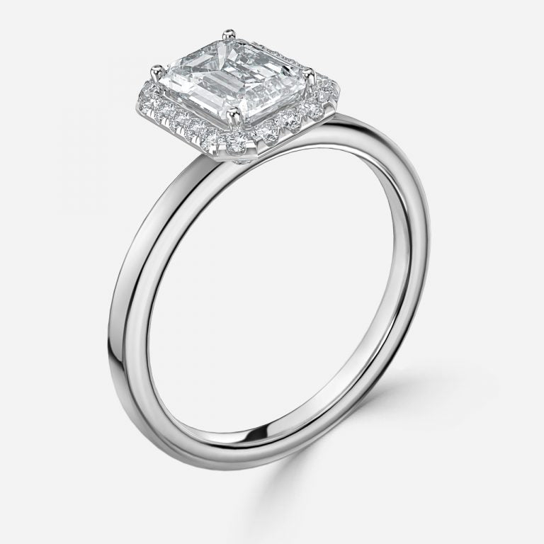 Katya Emerald Halo Moissanite Engagement Ring