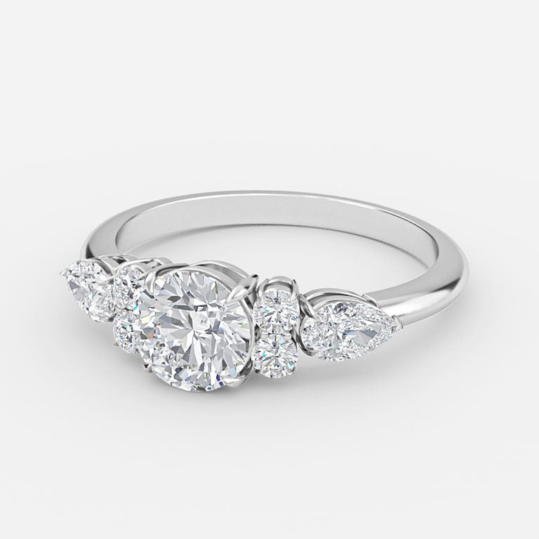 Carmel Round Three Stone Moissanite Engagement Ring