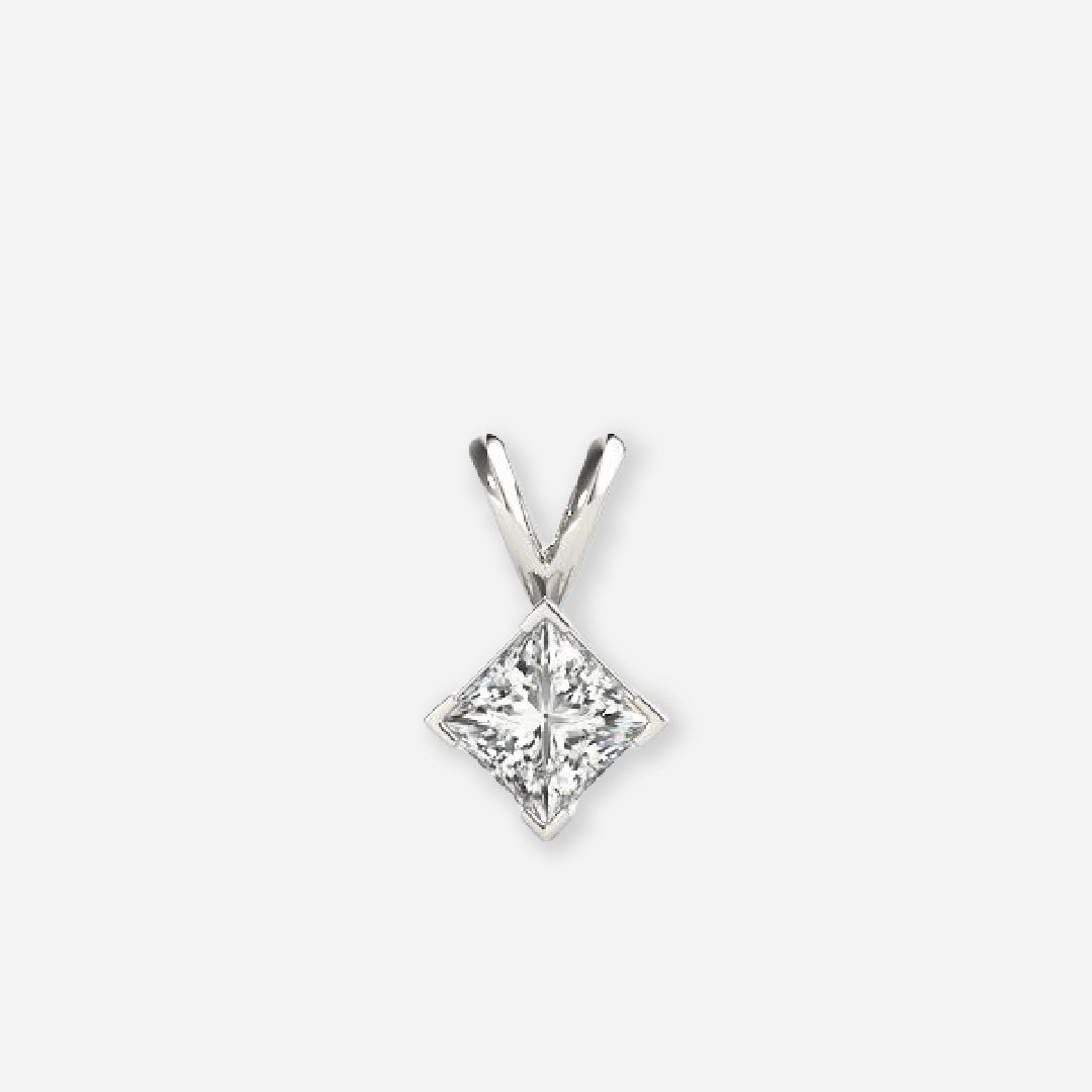 Princess Cut Four Prong Solitaire Pendant