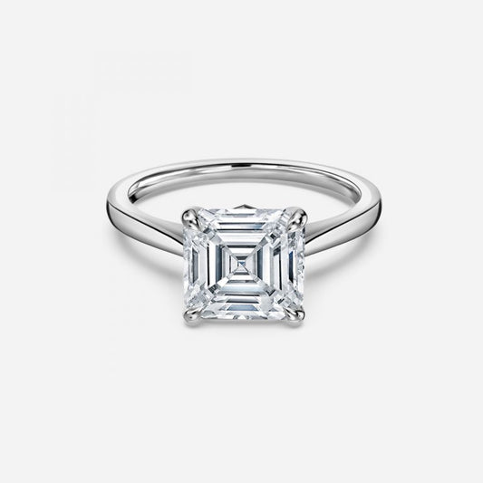 Peony Asscher Solitaire Moissanite Engagement Ring