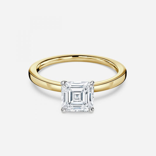 Kalista Asscher Solitaire Moissanite Engagement Ring