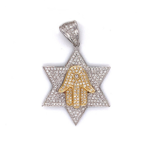 0.83 CT Moissanite Iced Out Star Pendant