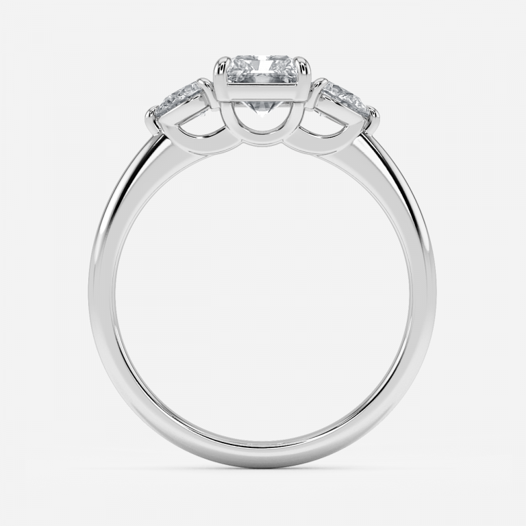 Verity Radiant Three Stone Moissanite Engagement Ring