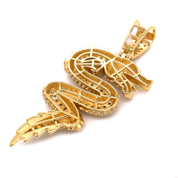 3.72 CT Moissanite Iced Out Dragon Pendant
