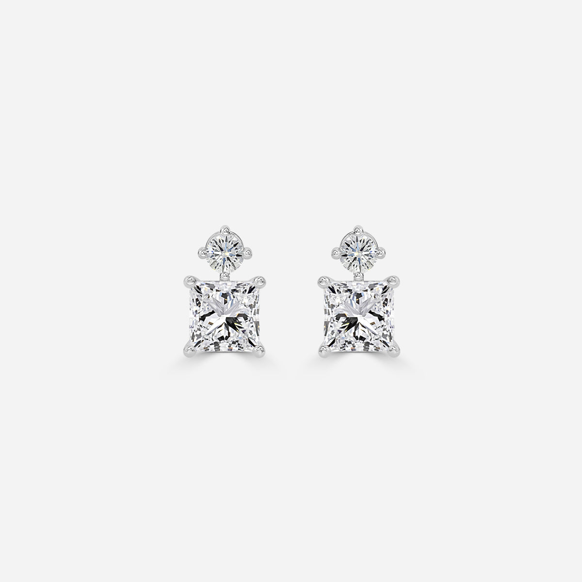 Princess Moissanite Drops Earrings