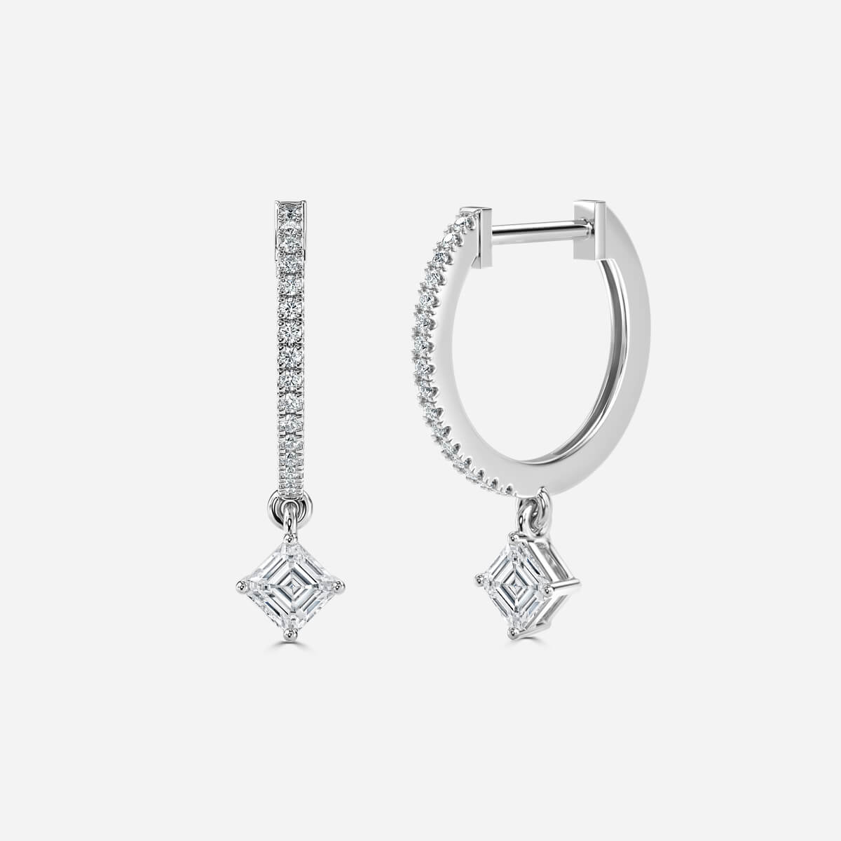 Sia Asscher Moissanite Hoop Earrings