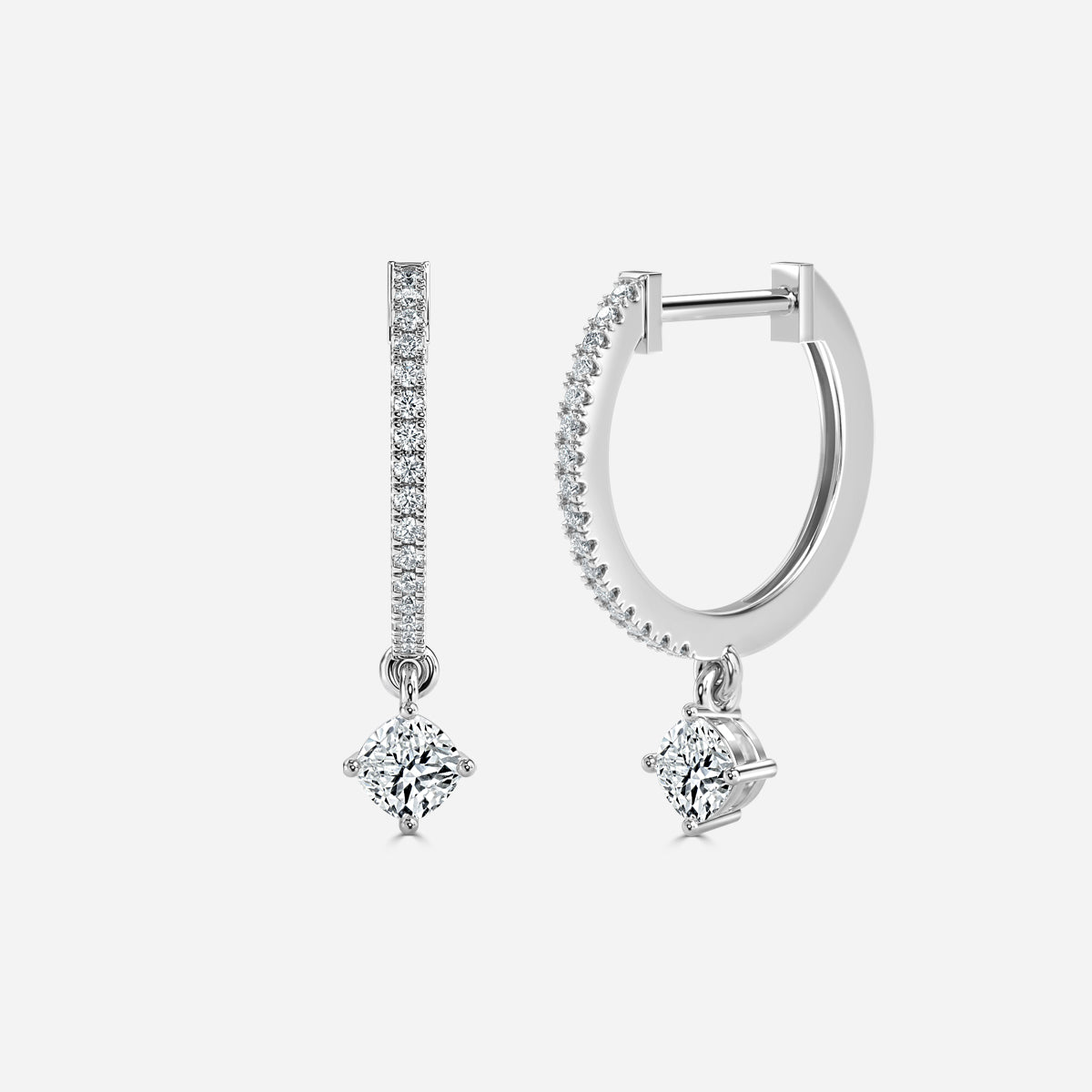 Sia Cushion Moissanite Hoop Earrings