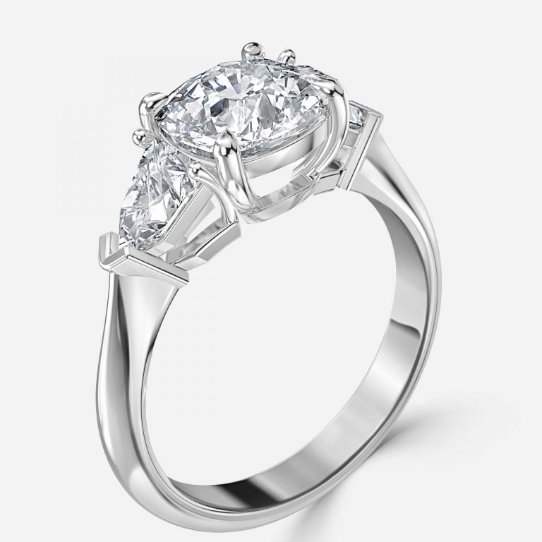 Eri Cushion Three Stone Moissanite Engagement Ring