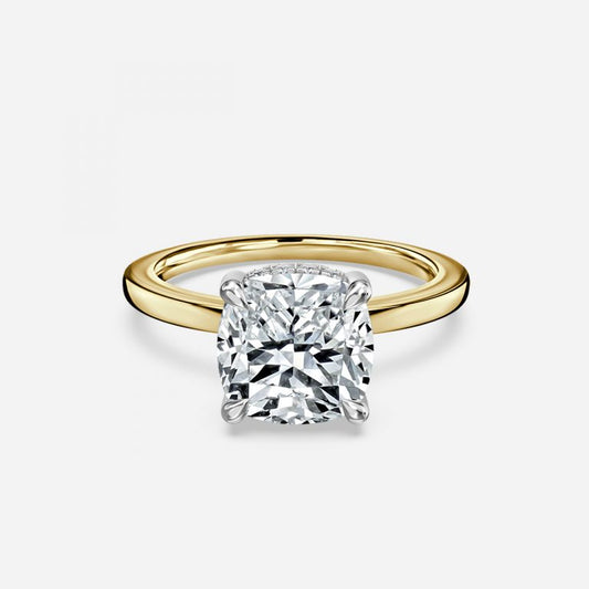 Penelope Cushion Hidden Halo Moissanite Engagement Ring