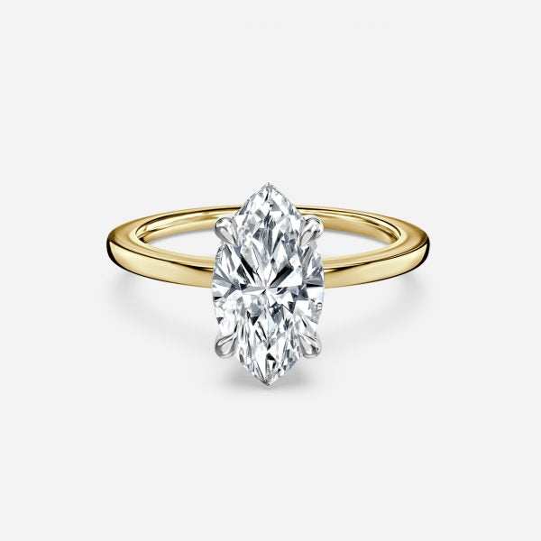 Penelope Two Tone Marquise Hidden Halo Moissanite Engagement Ring