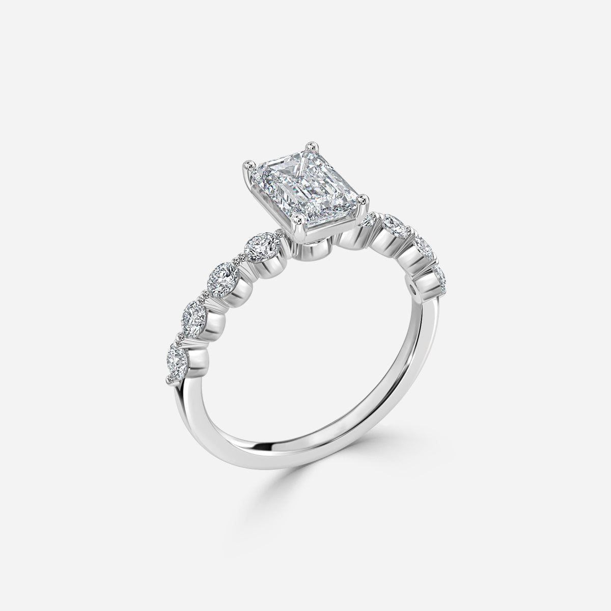 Philippa Emerald Unique Moissanite Engagement Ring