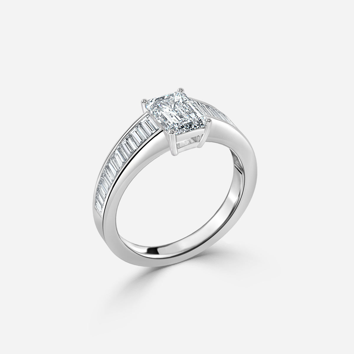 Zelia Emerald Unique Moissanite Engagement Ring