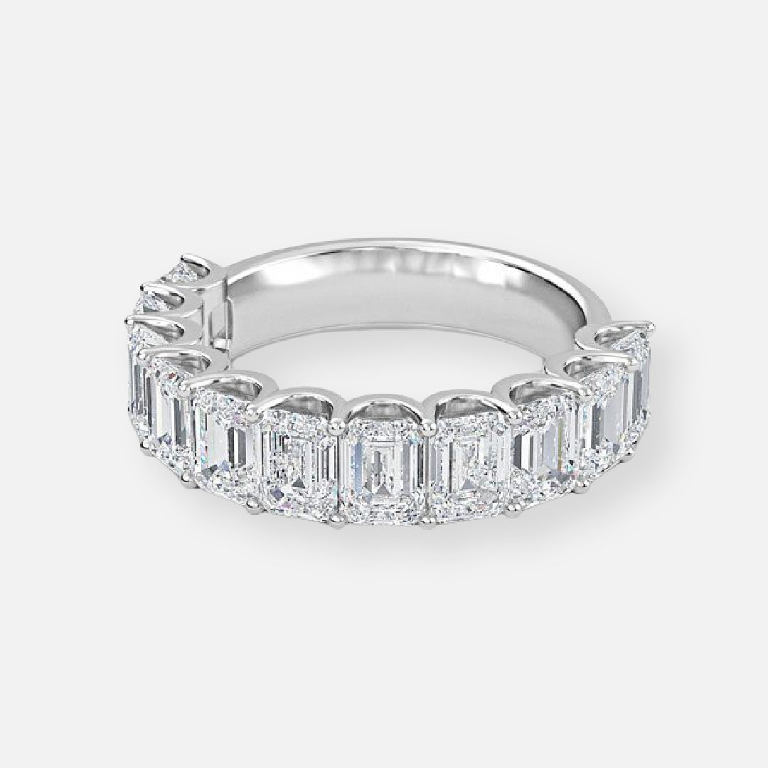 11 Stone Emerald Moissanite Anniversary Band