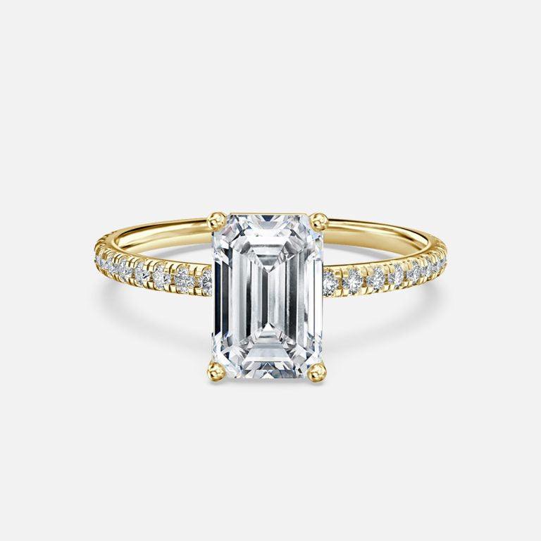 Maeve Emerald Diamond Band Moissanite Engagement Ring