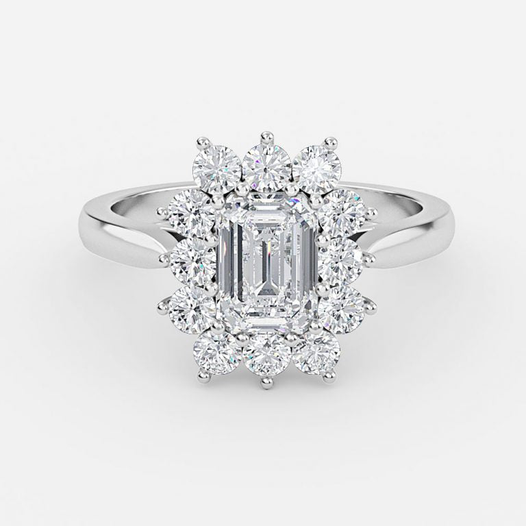 Vesper Emerald Cluster Moissanite Engagement Ring