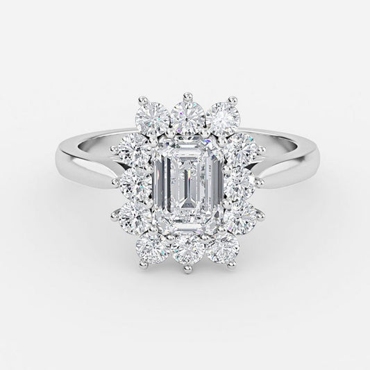 Vesper Emerald Cluster Moissanite Engagement Ring