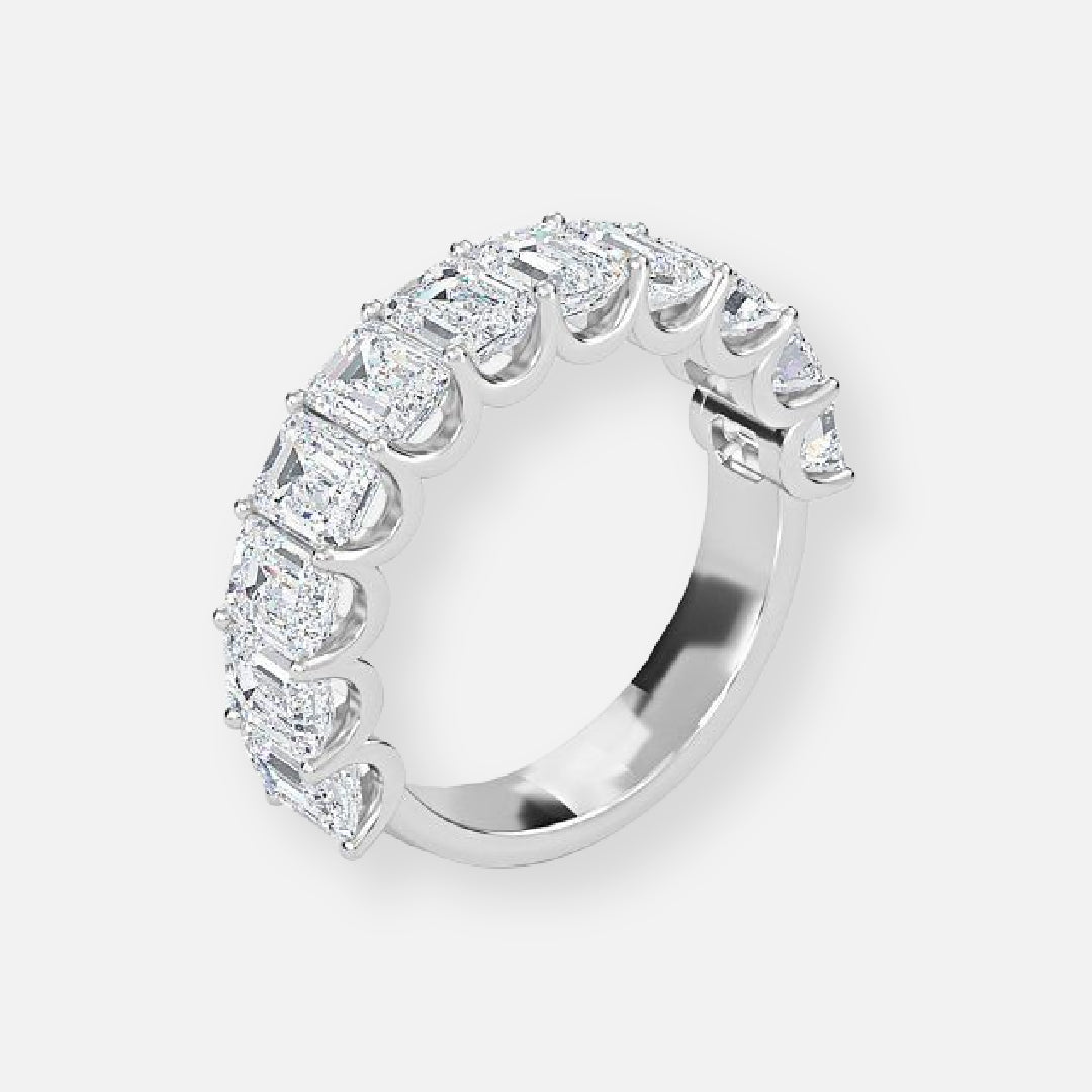 11 Stone Emerald Moissanite Anniversary Band