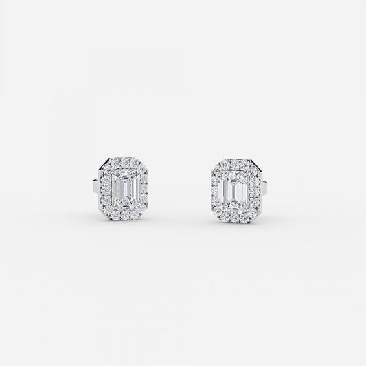 Emerald Moissanite Halo Earrings