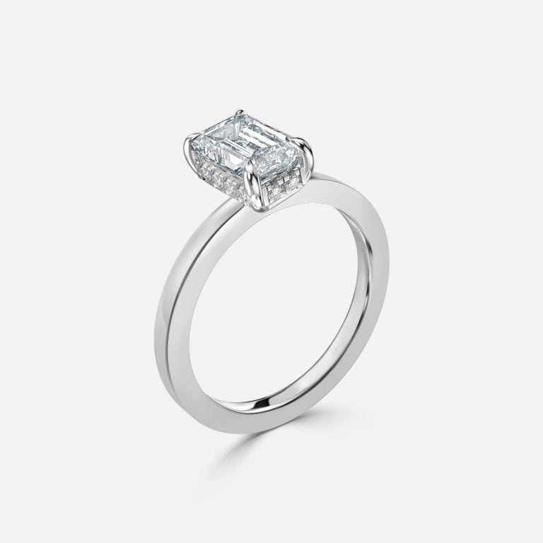 Edeline Emerald Hidden Halo Moissanite Engagement Ring