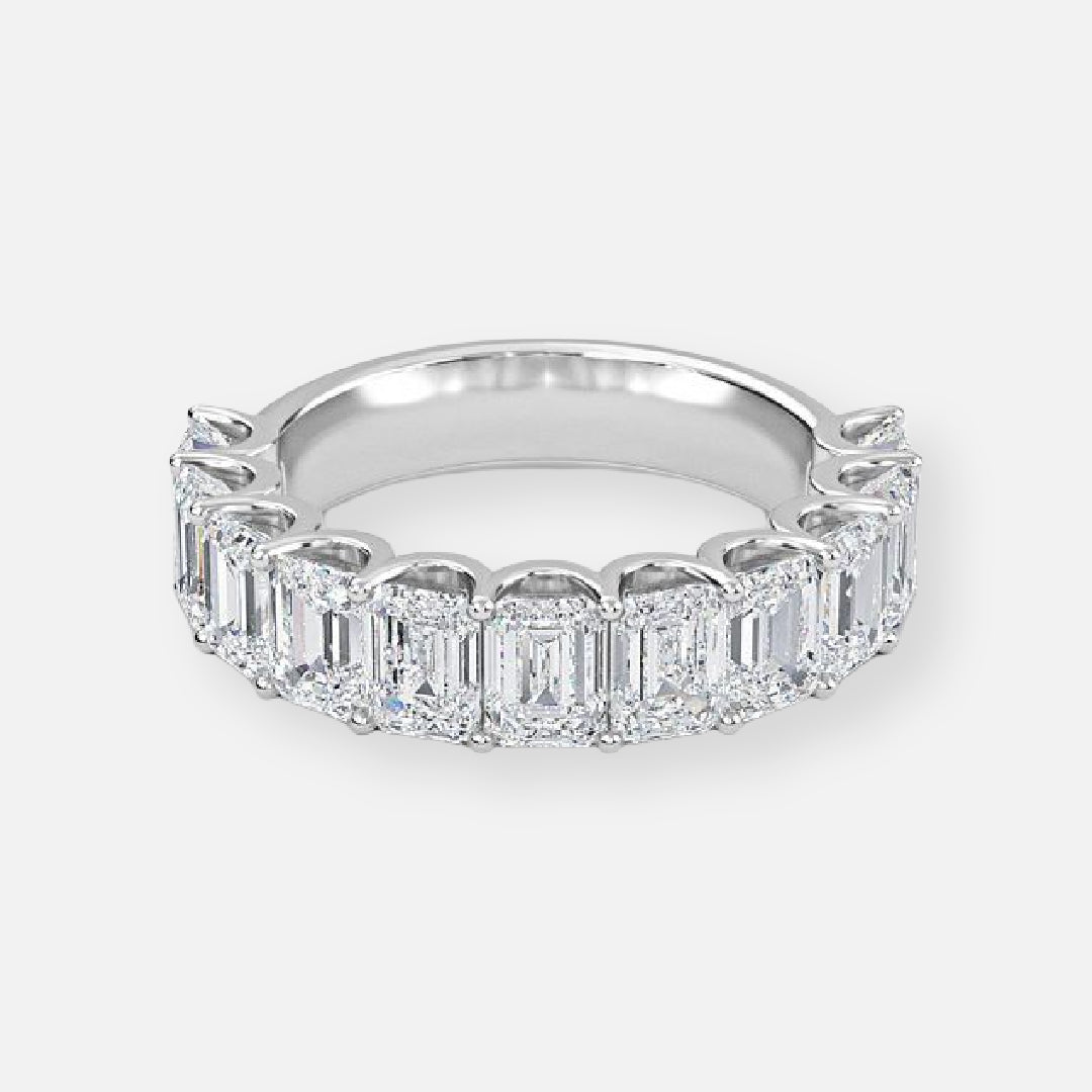 11 Stone Emerald Moissanite Anniversary Band