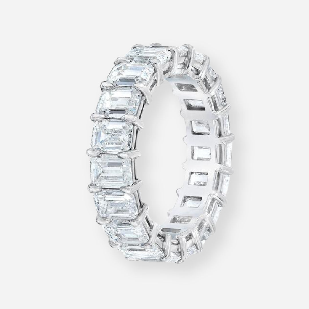 Classic Emerald Moissanite Eternity Band