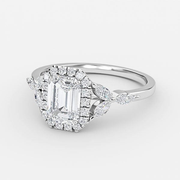 Jacinta Emerald Halo Moissanite Engagement Ring