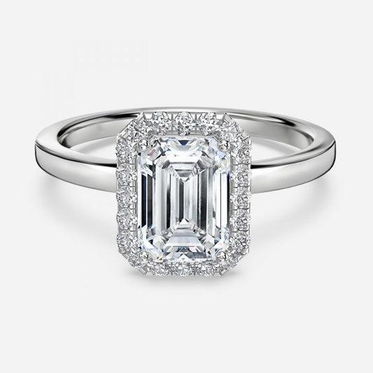 Katya Emerald Halo Moissanite Engagement Ring