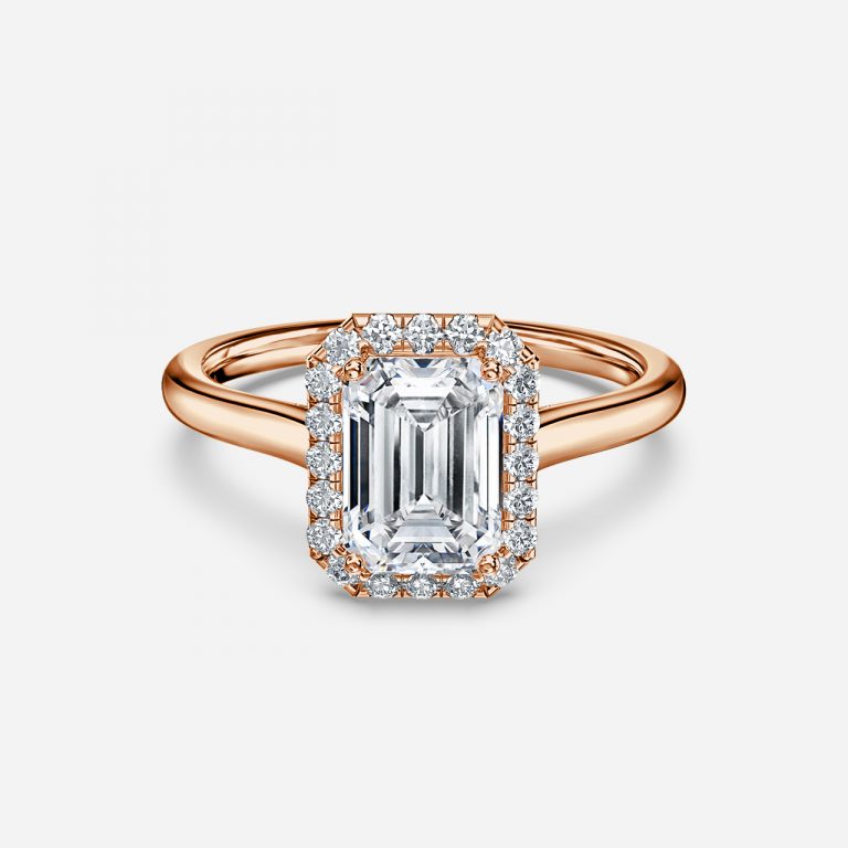 Louisa Emerald Halo Moissanite Engagement Ring