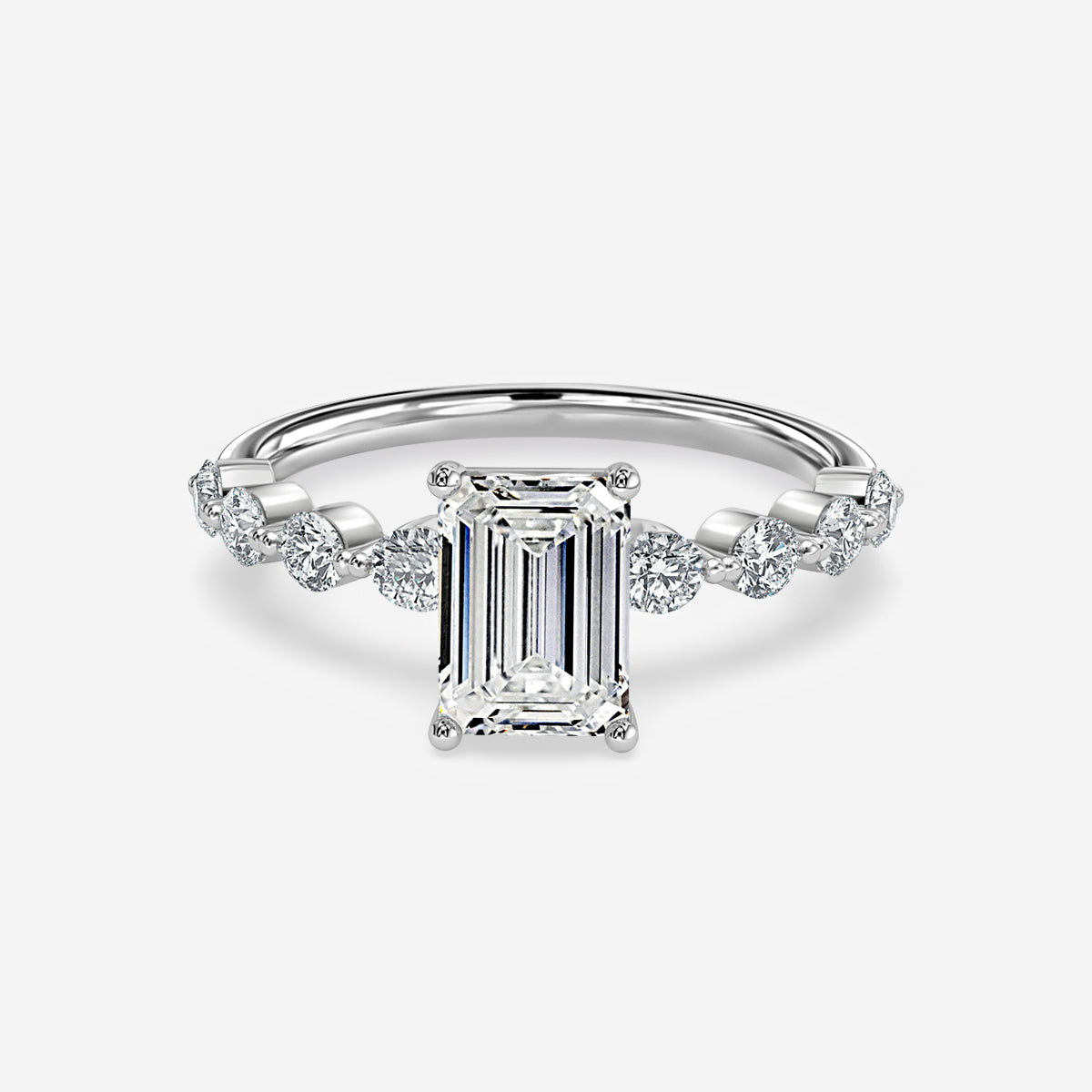 Philippa Emerald Unique Moissanite Engagement Ring