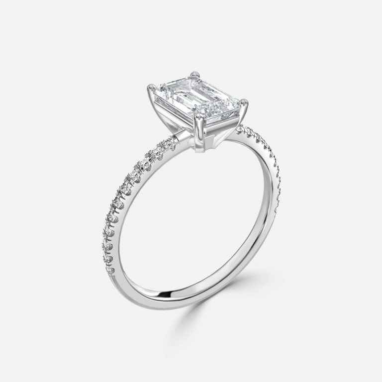 Maeve Emerald Diamond Band Moissanite Engagement Ring