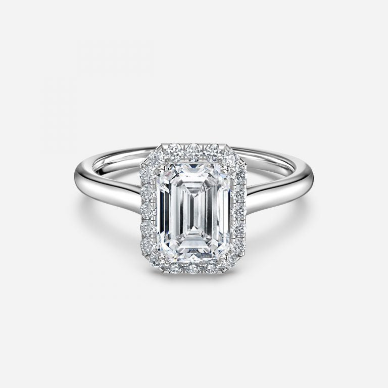 Louisa Emerald Halo Moissanite Engagement Ring