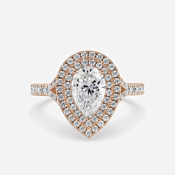 Zeya Pear Halo Moissanite Engagement Ring