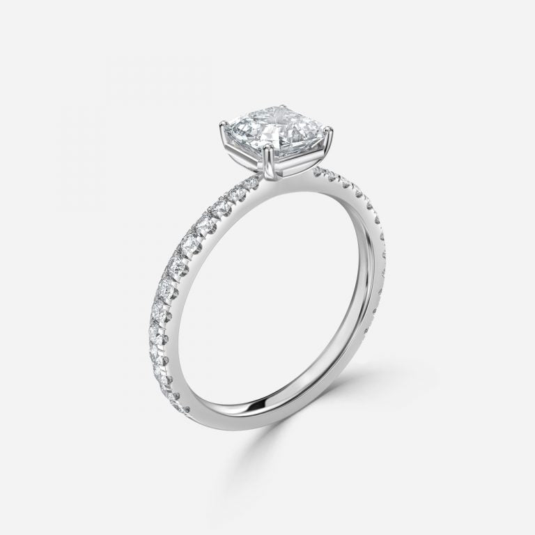 Eira Asscher Diamond Band Moissanite Engagement Ring