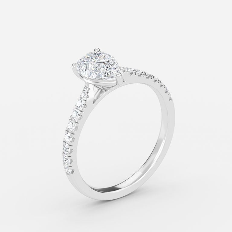 Bellamy Pear Diamond Band Moissanite Engagement Ring