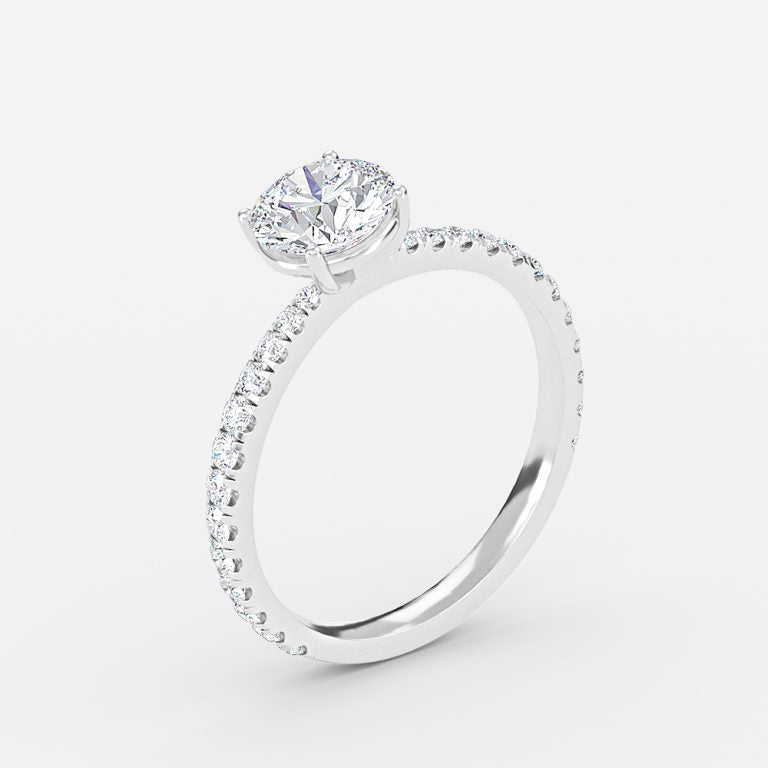 Eira Round Diamond Band Moissanite Engagement Ring