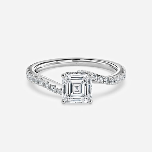 Paloma Asscher Hidden Halo Moissanite Engagement Ring