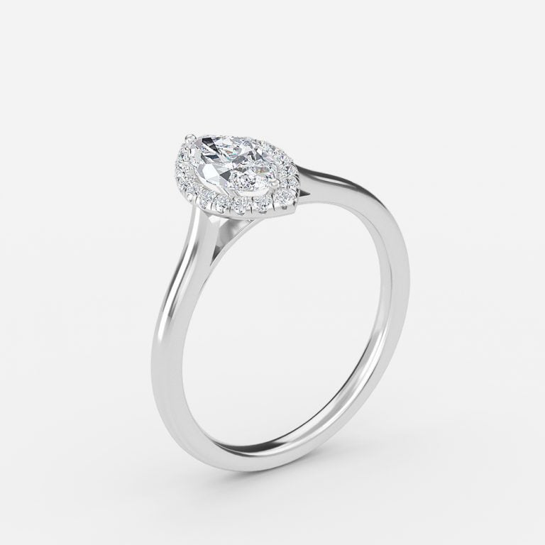 Joliette Marquise Halo Moissanite Engagement Ring