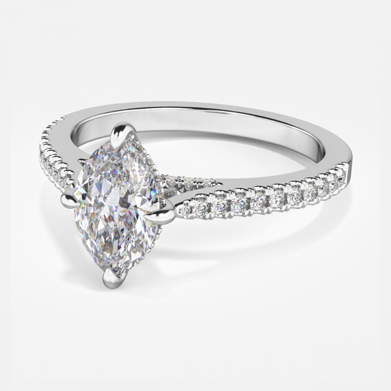 Yvette Marquise Hidden Halo Moissanite Engagement Ring