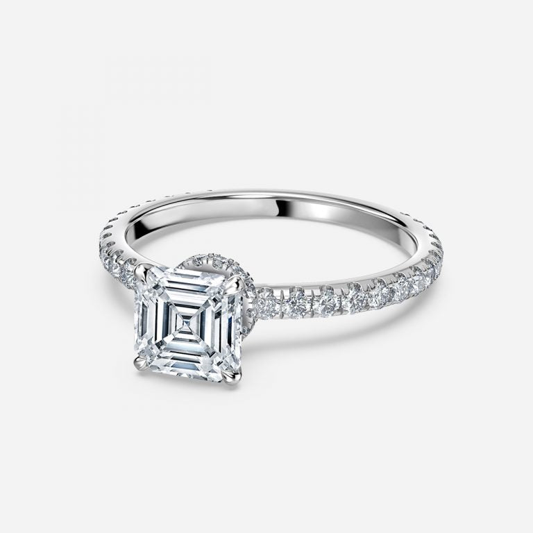 Astrid Asscher Hidden Halo Moissanite Engagement Ring