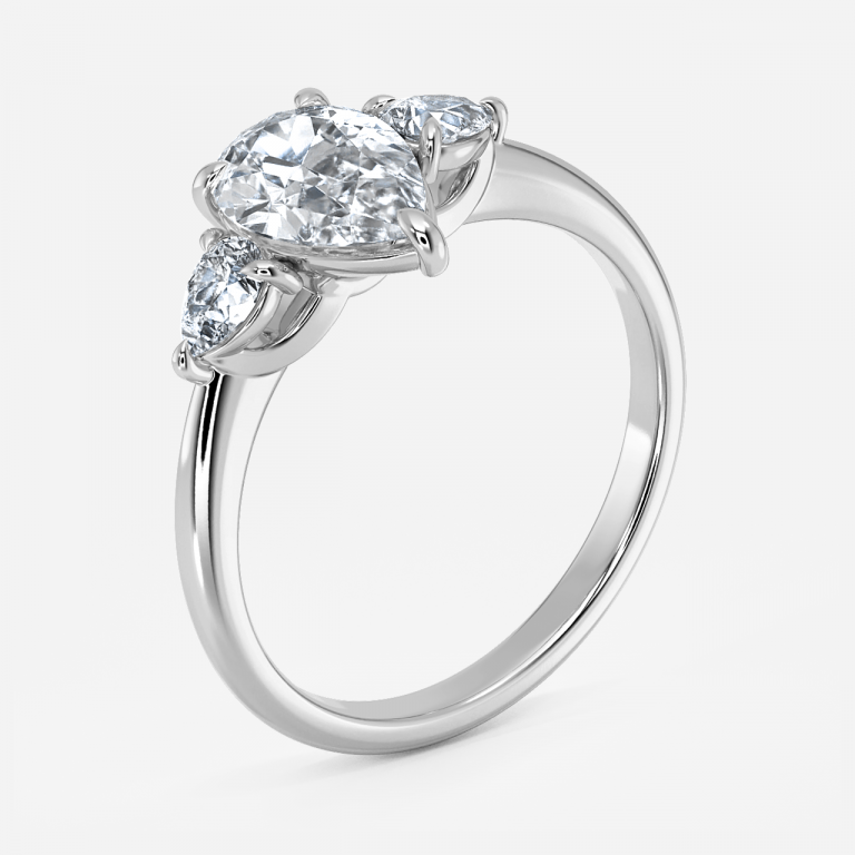 Verity Pear Three Stone Moissanite Engagement Ring