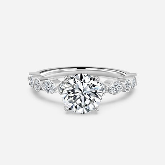 Pailin Round Diamond Unique Moissanite Engagement Ring