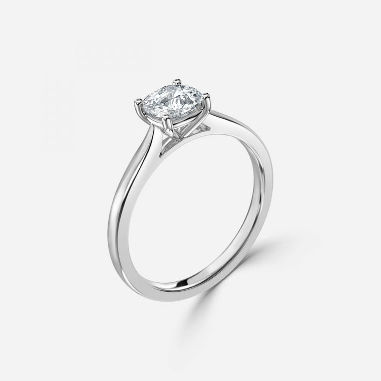 Simone Plain Cushion Solitaire Moissanite Engagement Ring