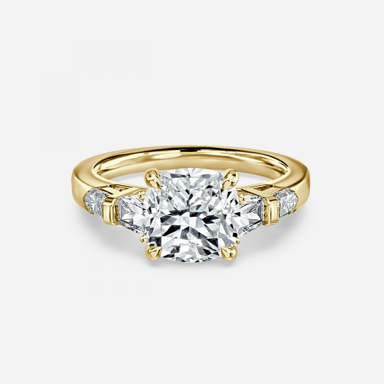 Maida Cushion Three Stone Moissanite Engagement Ring