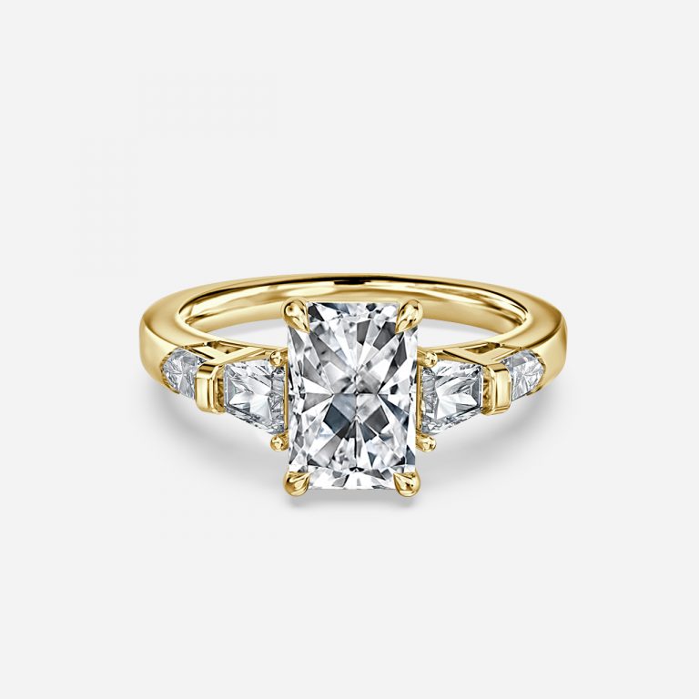 Maida Radiant Three Stone Moissanite Engagement Ring