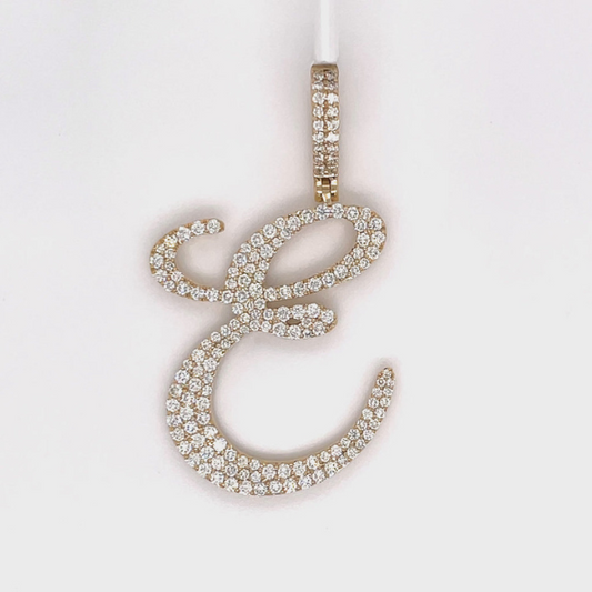 2.50 CT Moissanite Iced Out Letter E Pendant