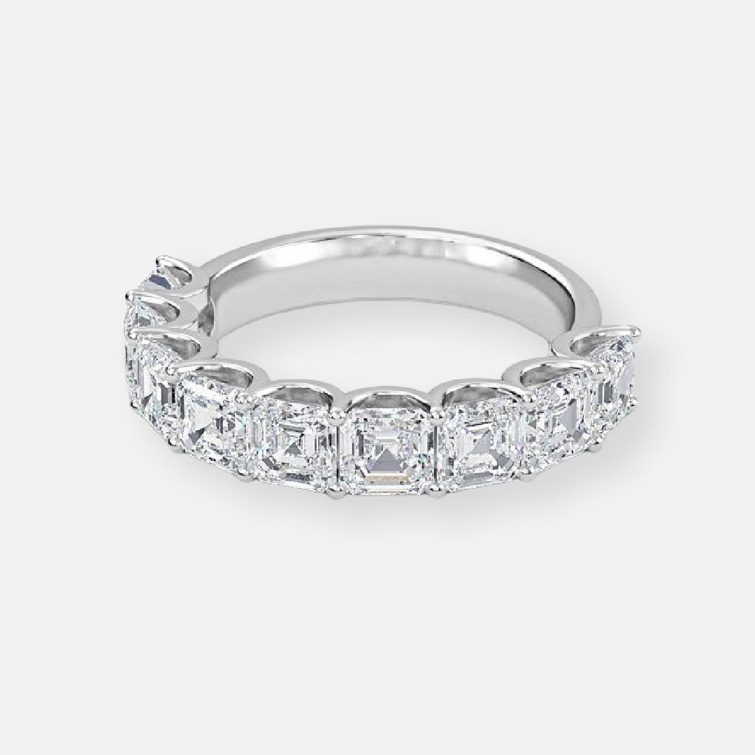 9 Stone Asscher Moissnaite Anniversary Band