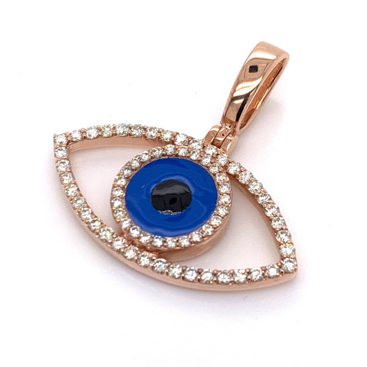 0.75 CT Moissanite Iced Out Evil Eye Pendant